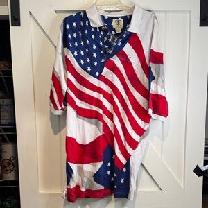 Vintage American Flag Polo Shirt - Patriotic Red White Blue